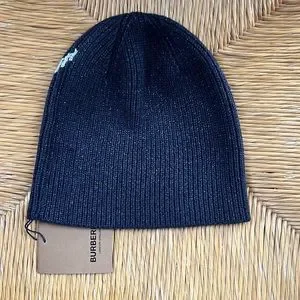 NWT Burberry Chevron Dark Charcoal Blue Knit Beanie Cap Hat O/S Burberry | Accessories | Nwt Burberry Chevron Dark Charcoal  main image 3